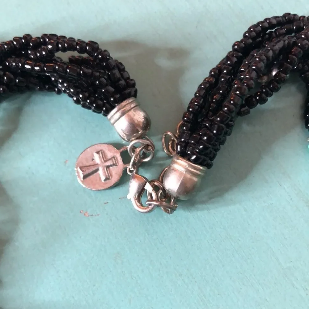 WEST & CO Cross Beaded Faux Turquoise Necklace